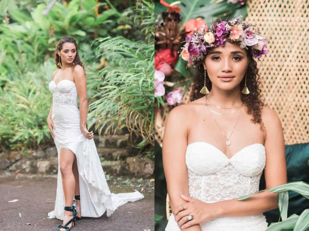 hawaii bride wedding inspiration with haku flower crown