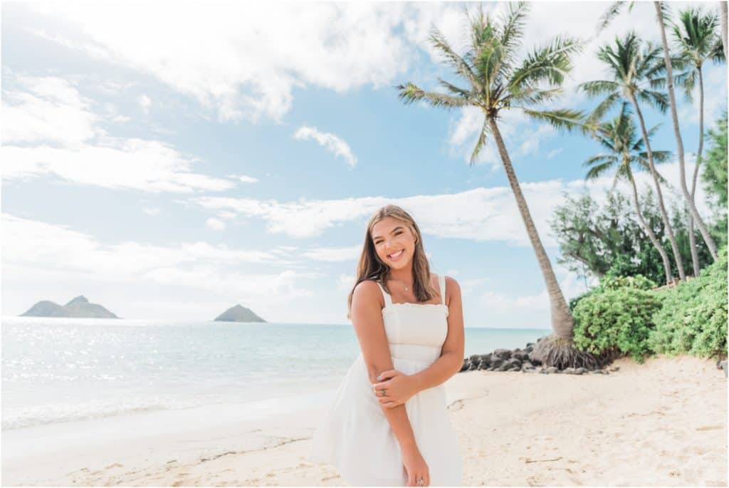 senior portrait photographer oahu hawaii at lanikai beach