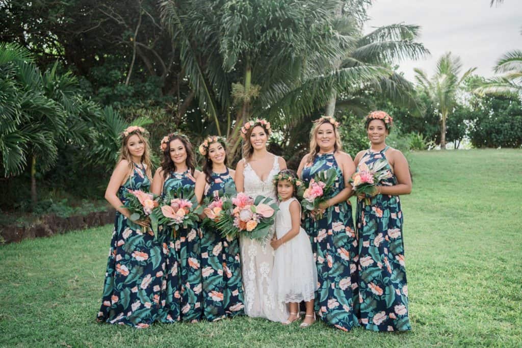 tropical hawaii wedding bridesmaids dresses oahu