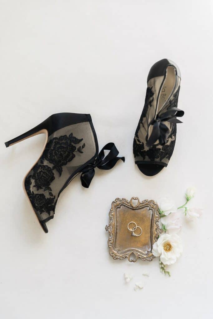 photo of lace black heels by Raleigh Wedding Photographer Rae Marshall