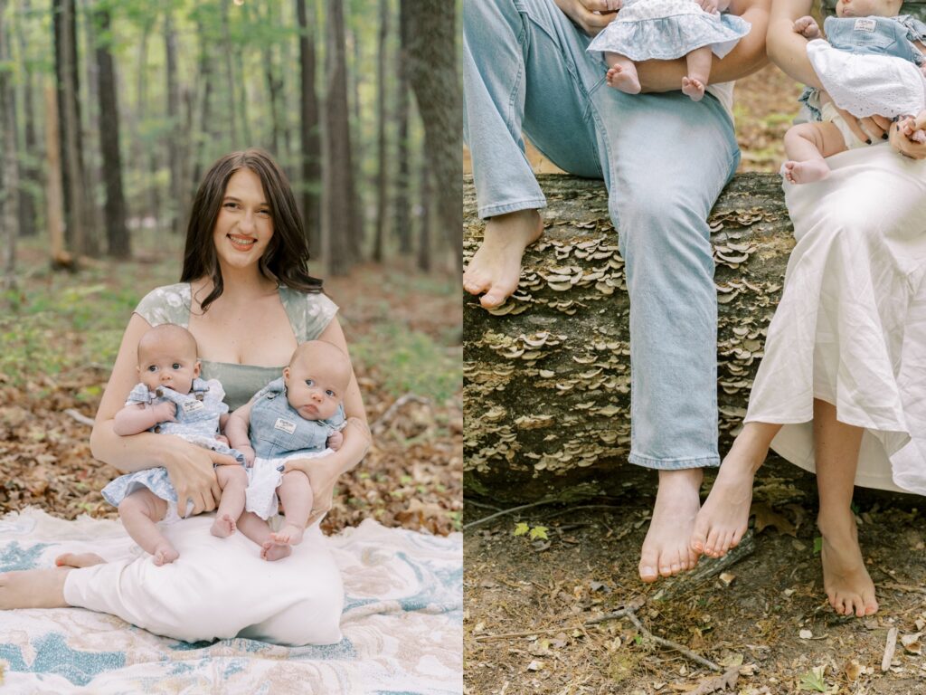 umstead park family photography by Rae Marshall with twins in Raleigh, North Carolina.