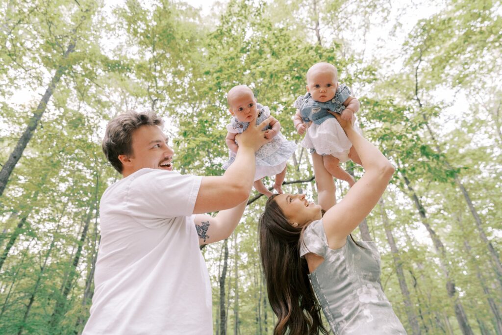 Umstead park family photography by Rae Marshall with twins in Raleigh, North Carolina.