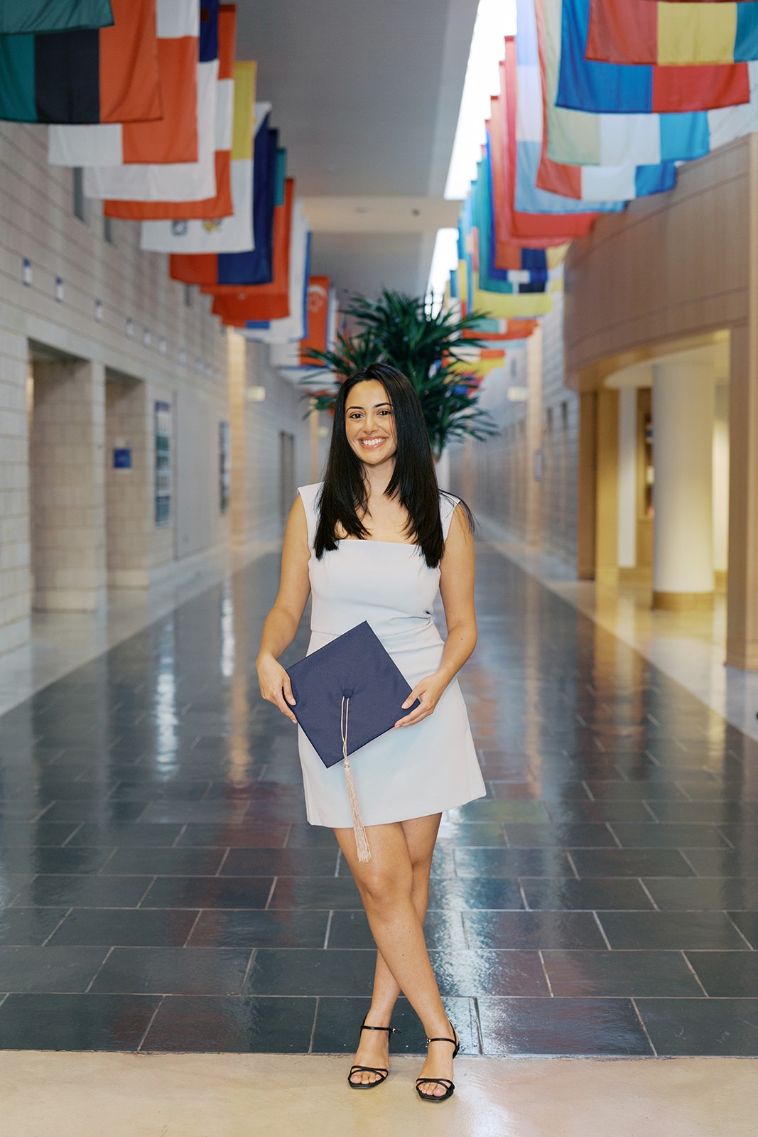 duke senior portrait graduation photoraphy in the hall of flags