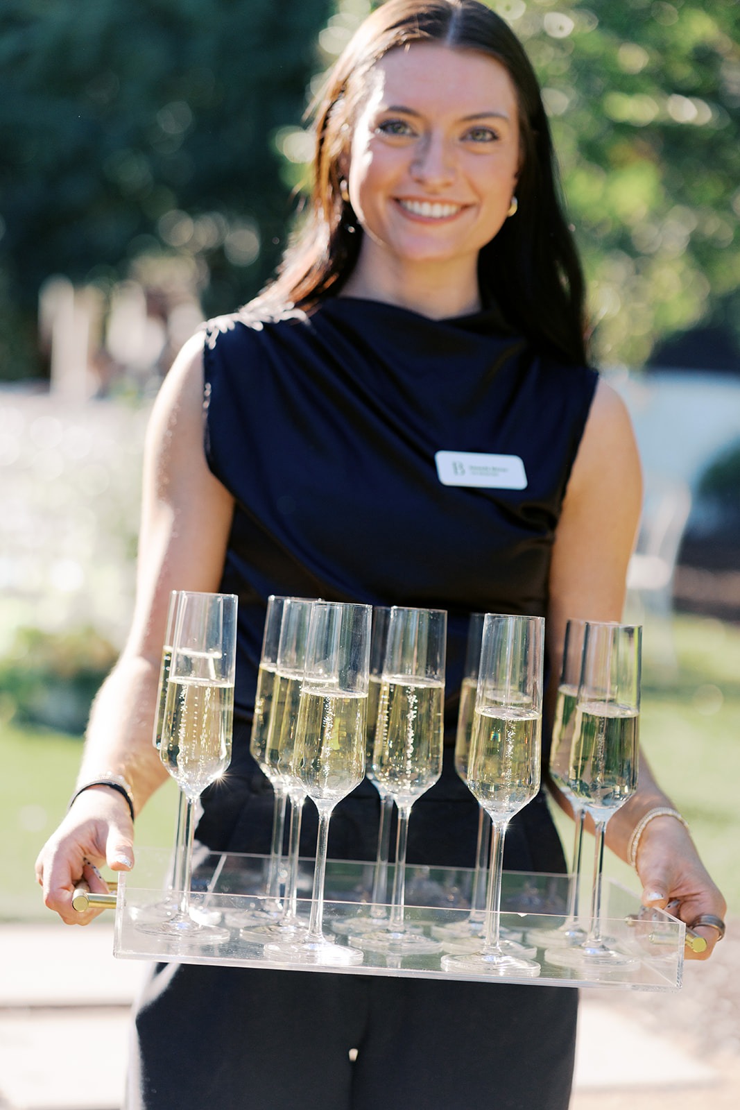 welcome champagne served to wedding guests