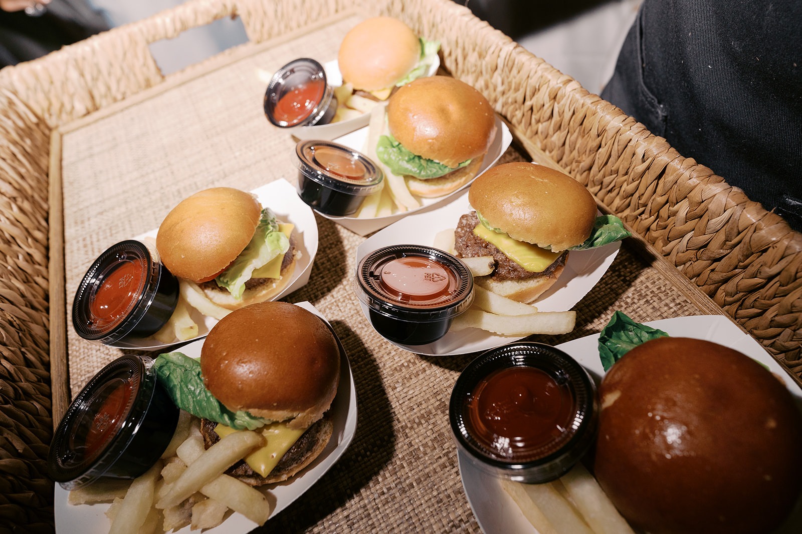 late night sliders and fries at a north carolina wedding